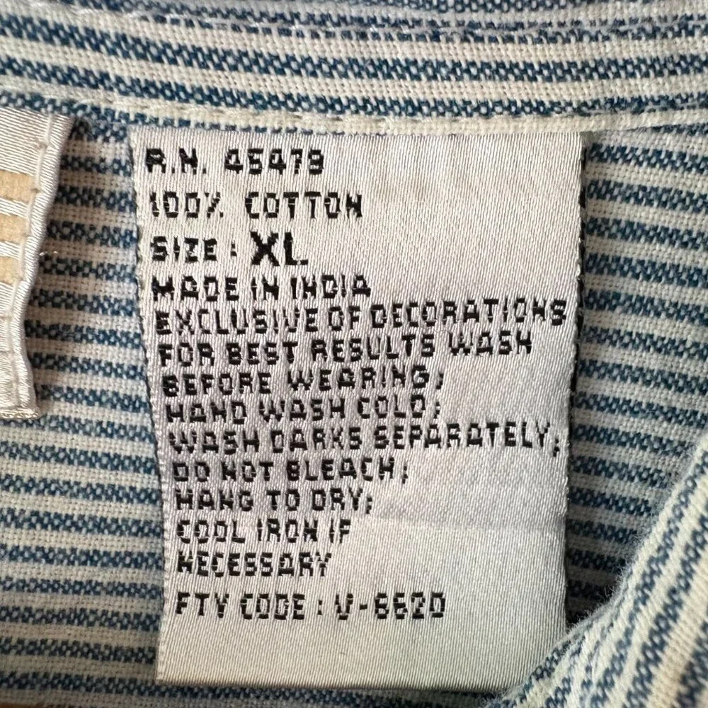 VTG Casey & Max Fall Baking Striped Button Down Shirt Pumpkins Apples Flour XXL - Picture 12 of 12